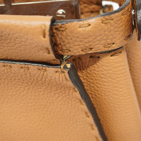 Auth Fendi Selleria 2way Bag Peekaboo Women's Leather Handbag,Shoulder Bag Brown - Picture 10 of 12